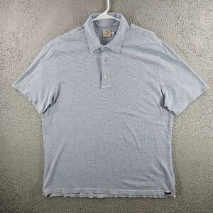 Faherty Brand Mens XL Blue White Micro‎ Stripe Cotton Short Sleeve Polo Shirt